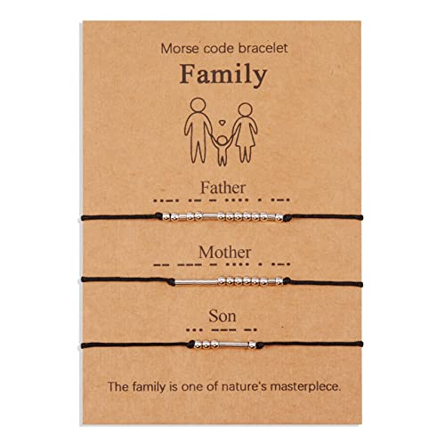 VU100 Satz von 4 Armband Morse Code Geburtstagsgeschenk Schmuck Geschenk Handgefertigt für Vater Mutter Sohn Familie von VU100