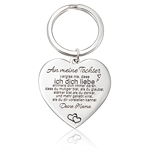 VU100 Schlüsselbund mit Gravur Inspirierende Botschaft für Tochter Enkelin Damen Mädchen Herzanhänger Geschenke an Tochter Enkelin von Mama/Oma von VU100