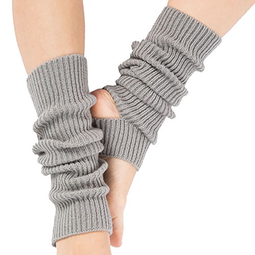 Tukistore Damen Warme Gestrickte Socken Beinlinge Stiefel Häkeln Lange Leg Warmers,Yoga Socken Beinwärmer Knit Gamaschen Gestrickte Socken, Hellgrau, Einheitsgröße von VUCDXOP