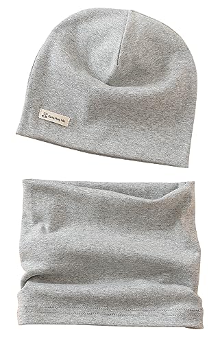 VUCDXOP Baby Kinder Baumwolle Mütze Schal Set Winter Jungen Mädchen Beanie Hüte + Schlauchschal 2er Set Herbst Winter Weich Baumwolle Beanie Mütze Hut Halstuch Rundschal Nackenwärmer Set von VUCDXOP