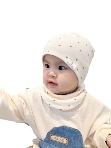 VUCDXOP Baby Kinder Baumwolle Mütze Schal Set Winter Jungen Mädchen Beanie Hüte + Schlauchschal 2er Set Herbst Winter Weich Baumwolle Beanie Mütze Hut Halstuch Rundschal Nackenwärmer Set von VUCDXOP