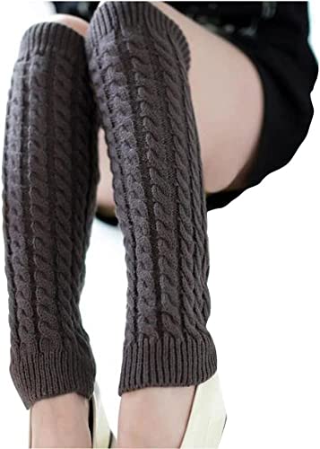 VUCDXOP Damen Langer Beinwärmer Frauen Mädchen Winter Crochet Stricken Stulpen Beinstulpen Beinwärmer Kniestrümpfe Legwarmers Strümpfe Overknees, in Einheitsgröße, Dunkel grau von VUCDXOP