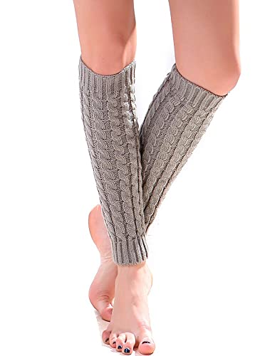 VUCDXOP Damen Langer Beinwärmer Frauen Mädchen Winter Crochet Stricken Stulpen Beinstulpen Beinwärmer Kniestrümpfe Legwarmers Strümpfe Overknees, in Einheitsgröße, Hellgrau von VUCDXOP