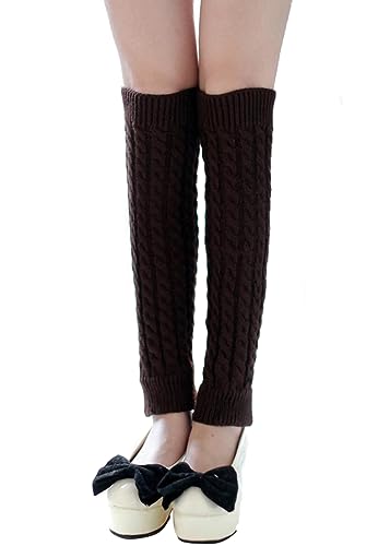 VUCDXOP Damen Langer Beinwärmer Frauen Mädchen Winter Crochet Stricken Stulpen Beinstulpen Beinwärmer Kniestrümpfe Legwarmers Strümpfe Overknees, in Einheitsgröße, Kaffee von VUCDXOP