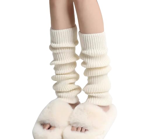 VUCDXOP Damen Langer Beinwärmer Frauen Mädchen Winter Crochet Stricken Stulpen Beinstulpen Beinwärmer Kniestrümpfe Legwarmers Strümpfe Overknees, in Einheitsgröße,55CM von VUCDXOP