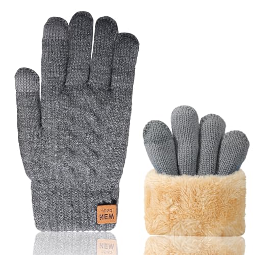 VUCDXOP Handschuhe Touchscreen, Damen Winterhandschuhe Touchscreen Handschuhe Herren Strick Fingerhandschuhe Warme Thermo Fleece Strickhandschuhe für Outdoor Sport Laufen Radfahren Freizeit ski von VUCDXOP