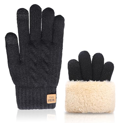 VUCDXOP Handschuhe Touchscreen, Damen Winterhandschuhe Touchscreen Handschuhe Herren Strick Fingerhandschuhe Warme Thermo Fleece Strickhandschuhe für Outdoor Sport Laufen Radfahren Freizeit ski von VUCDXOP