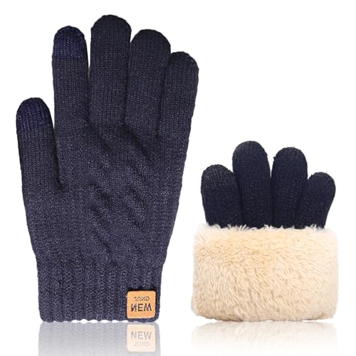VUCDXOP Handschuhe Touchscreen, Damen Winterhandschuhe Touchscreen Handschuhe Herren Strick Fingerhandschuhe Warme Thermo Fleece Strickhandschuhe für Outdoor Sport Laufen Radfahren Freizeit ski von VUCDXOP