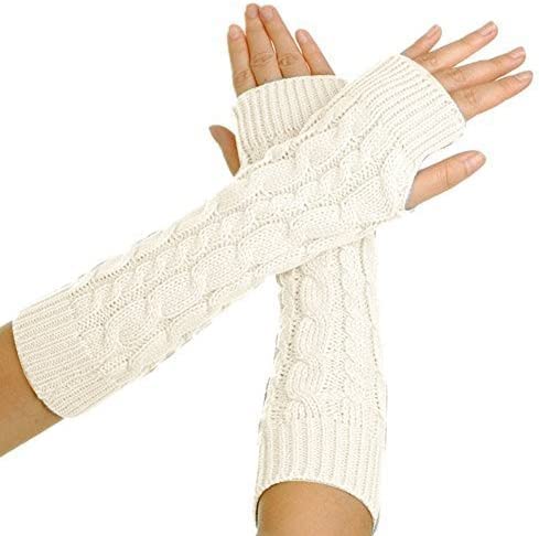 VUCDXOP Winter Gestrickte Handschuhe für Damen, Fingerlose Armstulpen Feinstrick lang Handwärmer Stulpen, Warm Strick Handschuhe Pluswärmer Handstulpen Armwärmer Stulpen für Damen von VUCDXOP