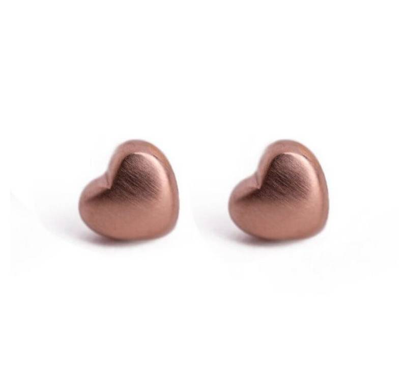 VUCH Ohrring-Set Delicate bronze earrings with Rose Gold Sparkle hearts von VUCH