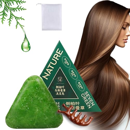 Nature Triangle Shampoo Bar, Nature Seven Green Soap Shampoo Bar, Usman Grass 𝐒hampoo 𝐁ar, Strengthens Smooths Hair, For Women and Mens (1pcs) von VUDHTEY