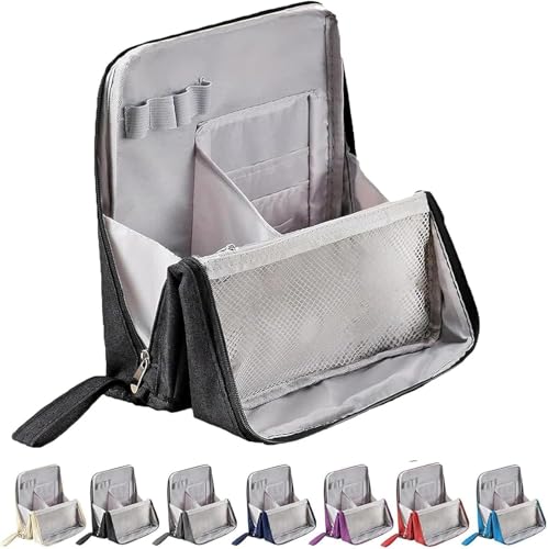 Stehende Make-up-Tasche, Make-up-Tasche mit mehreren Fächern, Make-up-Organizer, Reise-Aufbewahrungskoffer, Kosmetiktaschen mit geräumigem vertikalem Design für Frauen und Mädchen, Reise-Kulturartikel von VUKHWX