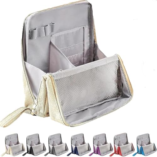 Stehende Make-up-Tasche, Make-up-Tasche mit mehreren Fächern, Make-up-Organizer, Reise-Aufbewahrungskoffer, Kosmetiktaschen mit geräumigem vertikalem Design für Frauen und Mädchen, Reise-Kulturartikel von VUKHWX