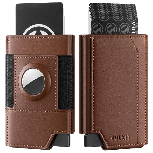 VULKIT AirTag Wallet-Kreditkartenetui mit AirTag-Halter, RFID-blockierendes Pop-Up-Kartenetui aus Leder, Smart-Bankkartenetui von VULKIT