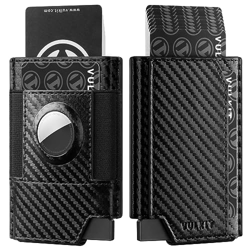 VULKIT AirTag Wallet-Kreditkartenetui mit AirTag-Halter, RFID-blockierendes Pop-Up-Kartenetui aus Leder, Smart-Bankkartenetui von VULKIT
