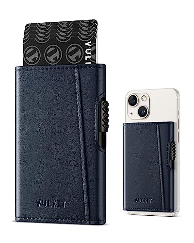 VULKIT Card Holder Magsafe Wallet with Magnetic, Slim Leather Pop Up Credit Card Holder RFID Blocking, Compatible with iPhone 14/13/12 Series (Marine) von VULKIT