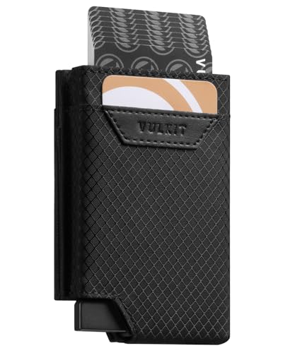VULKIT Kartenetui Herren Pop Up Kreditkartenetui mit Geldfach Kartenhalter RFID Schutz Geldbörse Herren Bifold Karten Geldbeutel, Schwarz von VULKIT