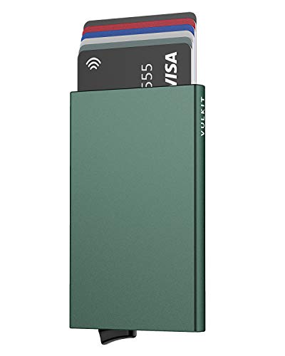 VULKIT Kartenetui Metall Geldbörse RFID Schutz Mini Herren Portemonnaie Geldbeutel Automatisch Pop Up für 5 Karten von VULKIT