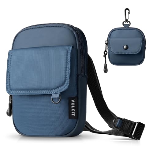 VULKIT Kleine Umhängetasche für Herren Legere Schultertasche Hüfttasche RFID-blockierend Seitliche Handytasche Kuriertasche mit Extra Münzfach Arbeit Reisen Alltag von VULKIT