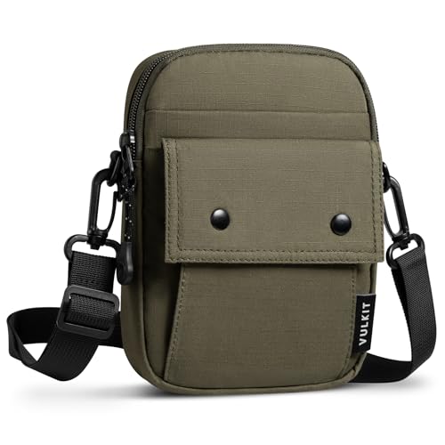 VULKIT Kleine Umhängetasche für Herren und Damen RFID-blockierend Handytasche Geldbörse Mini-Kuriertasche mit verstellbarem Riemen Reisen Alltag Freizeit von VULKIT