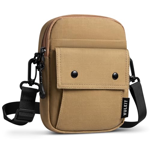 VULKIT Kleine Umhängetasche für Herren und Damen RFID-blockierend Handytasche Geldbörse Mini-Kuriertasche mit verstellbarem Riemen Reisen Alltag Freizeit von VULKIT