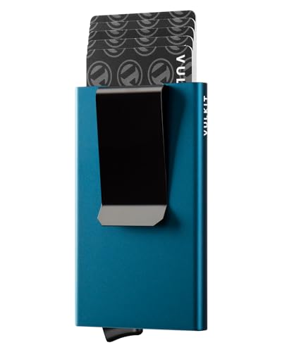 VULKIT Kartenetui Metall Geldbörse RFID Schutz Mini Herren Portemonnaie Geldbeutel Automatisch Pop Up für 5 Karten von VULKIT