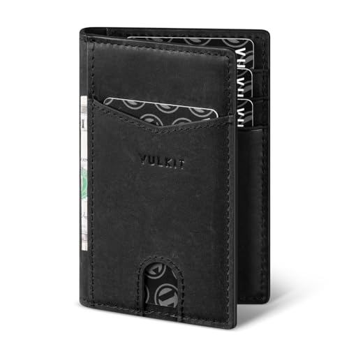 VULKIT Kreditkartenetui, RFID-blockierendes, schlankes Echtleder-Geldbörse, Anti-Scan-Bankkartenhalter, schneller Zugriff mit 10 Steckplätzen von VULKIT