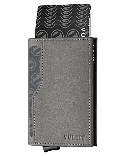 VULKIT Kreditkartenetui mit Doppel-ID-Fenster RFID-blockierende automatische Leder Pop Up Geldbörse für Karten und Notizen von VULKIT