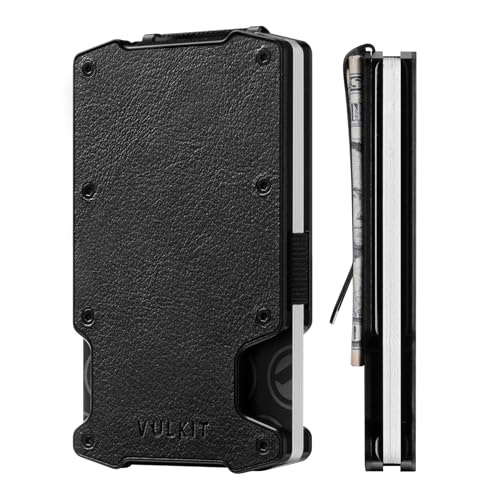 VULKIT Kreditkartenetui mit Geldklammer Schlankes Minimalistisches Aluminium Metall Geldbörse RFID-blockierendes Kartenetui Geldbörse für Herren von VULKIT