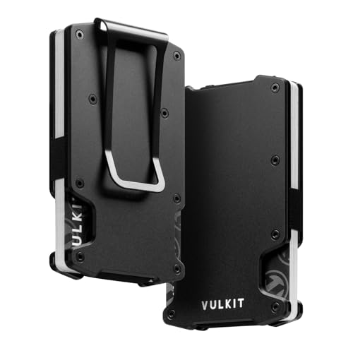 VULKIT Kreditkartenetui mit Geldklammer Schlankes Minimalistisches Aluminium Metall Geldbörse RFID-blockierendes Kartenetui Geldbörse für Herren von VULKIT