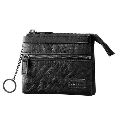 VULKIT Kreditkartenhalter wasserdichte EDC-Tasche Dupont-Papierkarten-Geldbörse mit abnehmbarem Schlüsselanhänger RFID-blockierende Reißverschlusstasche für Damen und Herren von VULKIT