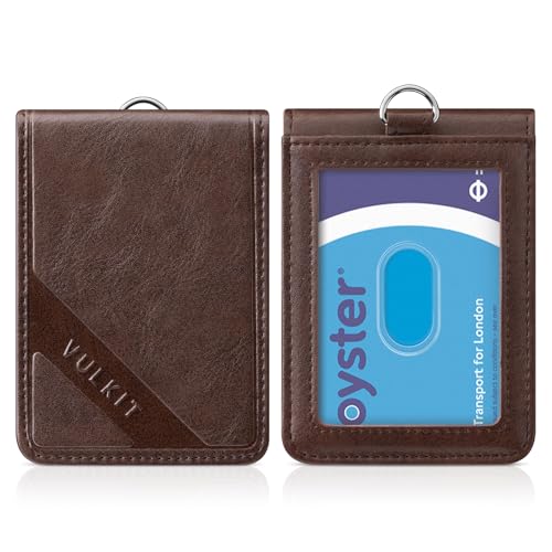 VULKIT Leder-Busfahrkartenhalter Zug-Ausweishalter Reisekartenhalter/Führerscheinhalter minimalistisches Portemonnaie Ausweishalter Rennwagen-Kartenhalter für Männer und Frauen von VULKIT