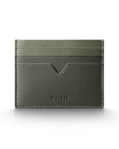 VULKIT Mini Geldbörse Kreditkartenhüllen RFID Blocking für 6+ Karten, Bargeld, Münzfach - Ultra Dünnes Kreditkartenetui | Für Damen Herren (Grün, Schlank) von VULKIT