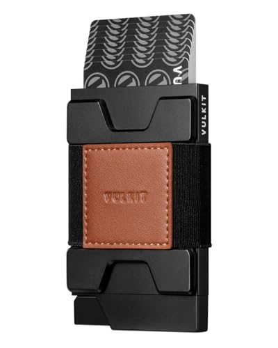 VULKIT Minimalistisches, Schlankes Pop-Up-Kreditkartenetui mit RFID-Blockierung und Erweiterbarer Rückplatte, für Karten und Bargeld von VULKIT