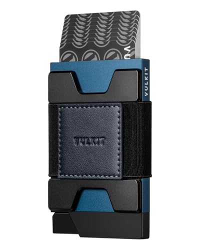 VULKIT Minimalistisches, Schlankes Pop-Up-Kreditkartenetui mit RFID-Blockierung und Erweiterbarer Rückplatte, für Karten und Bargeld von VULKIT