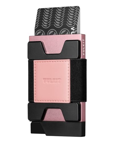 VULKIT Minimalistisches, Schlankes Pop-Up-Kreditkartenetui mit RFID-Blockierung und Erweiterbarer Rückplatte, für Karten und Bargeld von VULKIT