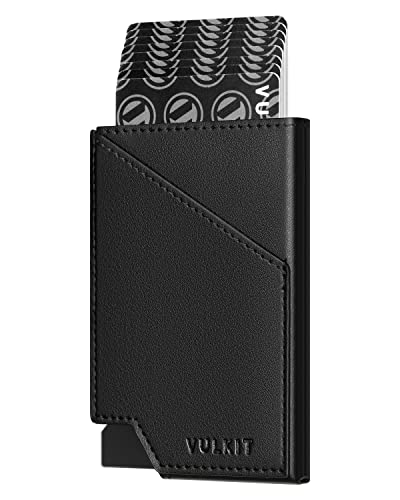 VULKIT Pop-up-Kartenetui mit RFID-Blockierung, schlankes Aluminium-Metall-Bankkartenetui mit Business-Geldfach für Kreditkarten, Banknoten und Münzen von VULKIT