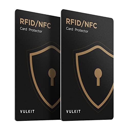 VULKIT RFID/NFC Sperrkarten – 2er-Pack, Ultradünner Kreditkartenschutz, Schutz für kontaktlose Karten, Premium-NFC-Blocker, für Kreditkarten, Ausweise, Reisepässe, Geldbörse von VULKIT