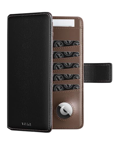 VULKIT Reisepasshülle RFID Blocker mit Airtag-Halter Ausweismappe Passport Hülle Leder Reisegeldbeutel für Herren oder Damen Reisepass Hülle Passport Cover Travel Essentials, Schwarzbraun von VULKIT