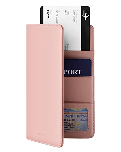 VULKIT Reisepasshülle Reisebrieftasche, Reisepasshülle aus Leder RFID-blockierender Reisedokumenten-Organizer für Frauen und Männer von VULKIT