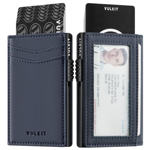 VULKIT Schlankes Kreditkartenetui mit RFID-Blockierung Kartenetui für Herren Automatisches Pop Up Visitenkartenetui für Karten und Notizen mit Magnetverschluss von VULKIT