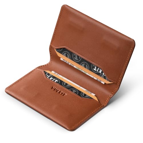 VULKIT Schlankes Minimalistisches Kartenetui RFID-blockierendes Leder Kreditkartenetui Vordertaschen-Geldbörse mit Magnetverschluss von VULKIT