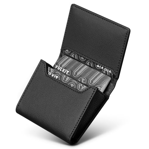 VULKIT Visitenkartenetui für Herren Leder-Visitenkartenetui RFID-blockierendes Kreditkartenetui Brieftasche mit Magnetverschluss von VULKIT