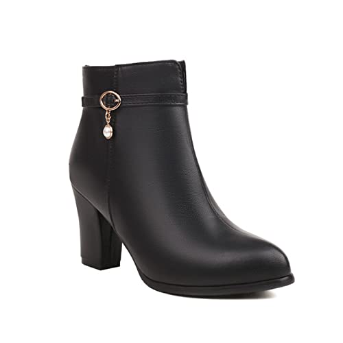 VULTRO Damen Chelsea Stiefeletten Blockabsatz Kurzschaft Stiefel Mit Reißverschluss,Schwarz,39 EU von VULTRO