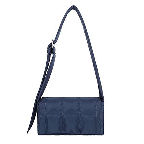 VULTRO Damen Nylon Baumwolle Weiche Schultertasche Unterarmtasche Klappe Kleine Luxus Clutch Tasche, dunkelblau von VULTRO