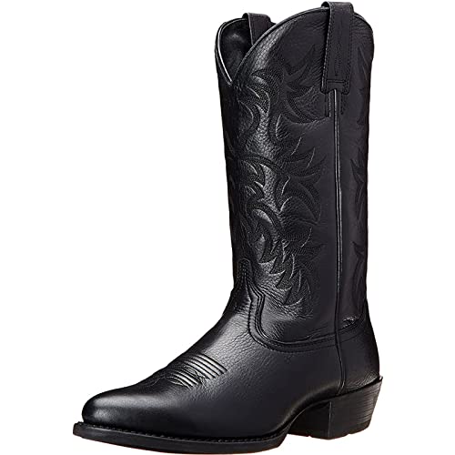 VULTRO Männer Wasserdichter Westernstiefel Retro Quadratischer Kopf Reitstiefel Arbeitsstiefel,Schwarz,43 EU von VULTRO