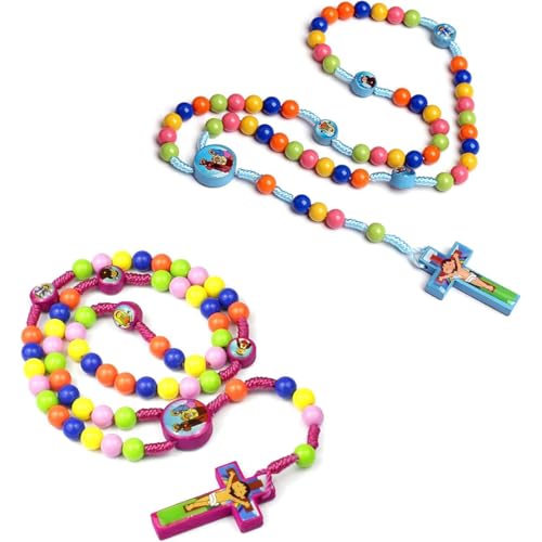 VURYAPI 2 Stück Katholische Rosenkranzperlen - Firmungsgeschenk für jugendliche Mädchen, Einfarbiger, einfacher Stil mit Knopfbeutel, Kunstperlen-Rosenkranz. von VURYAPI