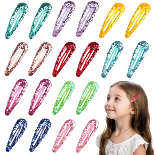 VURYAPI 20 Stück Glitzer Haar Schnappclips - Metall Haarspangen Bunte Glitzer Pailletten Haarspangen Haarspangen Haarspangen Haarstyling Zubehör für Kleinkinder Kinder Mädchen Frauen(4,8cm von VURYAPI