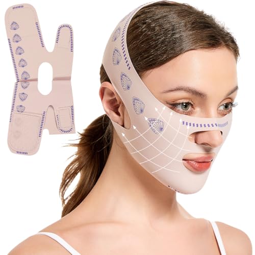 VURYAPI V Linie Maske, V Gesichtsmasken, Gesichtsmaske Wiederverwendbar, Chin Mask, Wiederverwendbare V-Linienmask,für Doppelkinn und schlaffe Gesichtshaut (Rosa) von VURYAPI