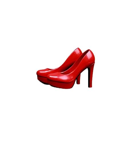 VUSLA 1/6 Scale Female Action Figure High Heels Super-Flexible Seamless Women's Shoes for Full Plastic Steel Body Female Body-Red C von VUSLA